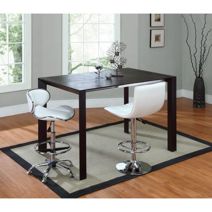 Amoro Table Haute Extensible 90 140cm Laquee Noir Achat Vente