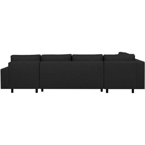 Canapé Dangle Panoramique Convertible Keijo 5 Places Tissu Noir Contemporain L 318 X P 194 Cm