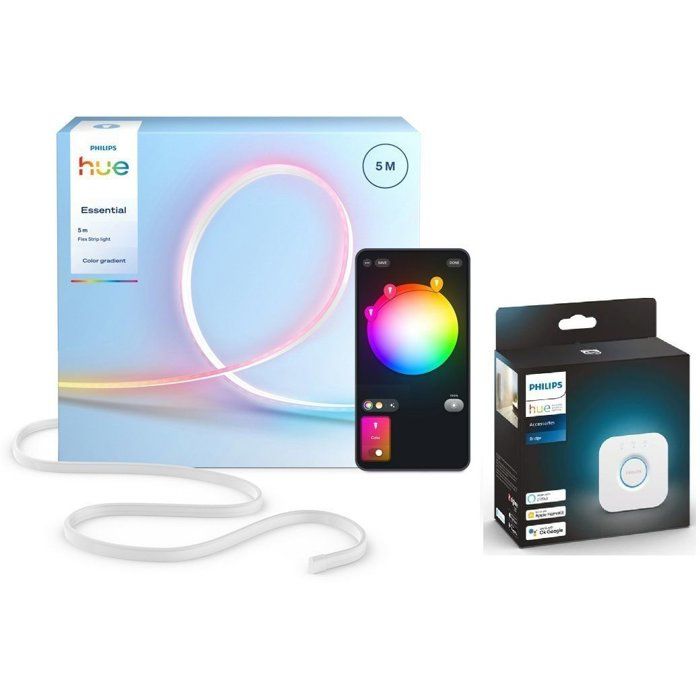 Ruban LED Philips Hue Flux 5 Chromasync Éclairage coloré et naturel 1200 lumens + Hue Bridge Pont de c