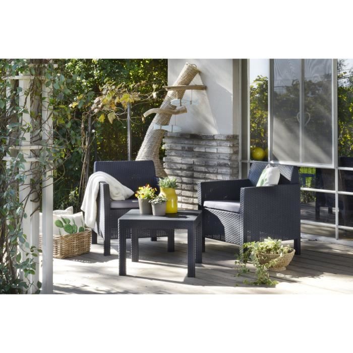 Orlando Balcony Salon De Jardin 2 Places Imitation Rotin Tresse