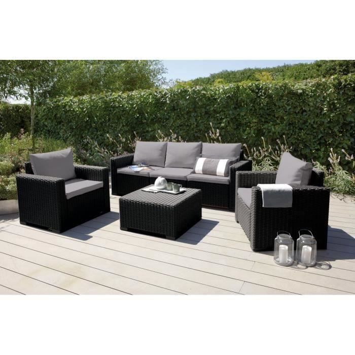 Salon de jardin - ALLIBERT - CALIFORNIA - Modulable - Gris