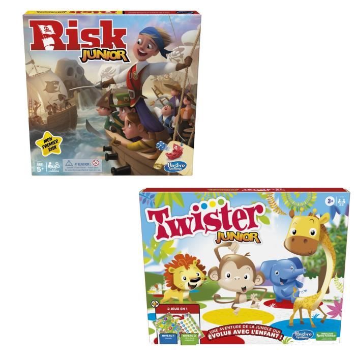 Lot de 2 jeux de société Hasbro gaming junior : Risk Junior + Twister junior