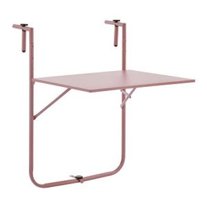 TABLE DE JARDIN  Table de balcon rabattable - Acier - 60 x 75 x 82-92 cm - Rose