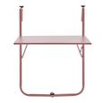 Table de balcon rabattable - Acier - 60 x 75 x 82-92 cm - Rose-2