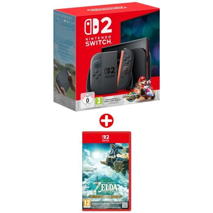 Pack Nintendo : Console Nintendo Switch 2 + Mario Kart World (Code) + The Legend of Zelda: Tears of the Kingdom