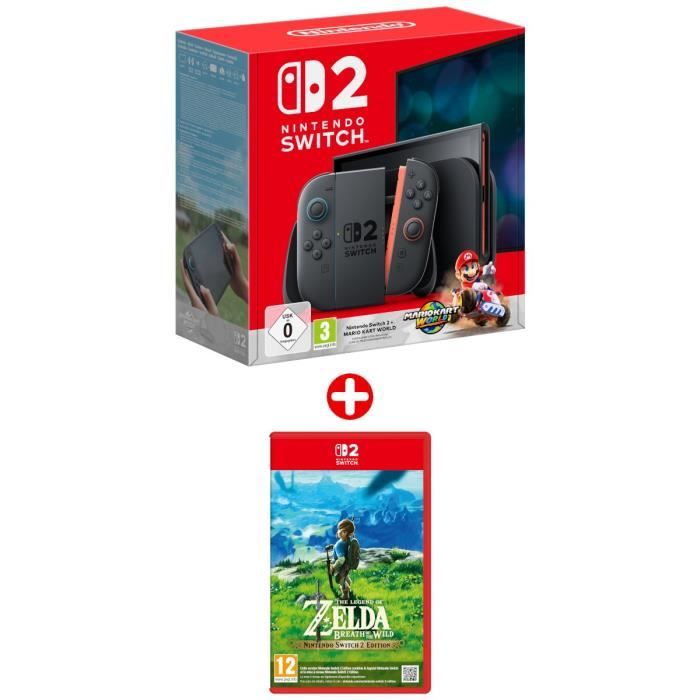 Pack Nintendo : Console Nintendo Switch 2 + Mario Kart World (Code) + The Legend of Zelda: Breath of the Wild