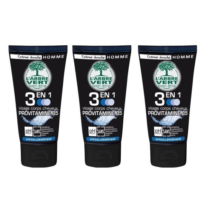 Lot De 3 Larbre Vert Bien être Gel Douche 3 En 1 Homme Provitamine B5 75 Ml