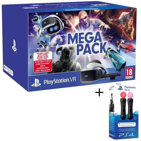 Méga Pack PlayStation VR V2 MK4 + Caméra + 5 Jeux (à télécharger) + Paire de PlayStation Move