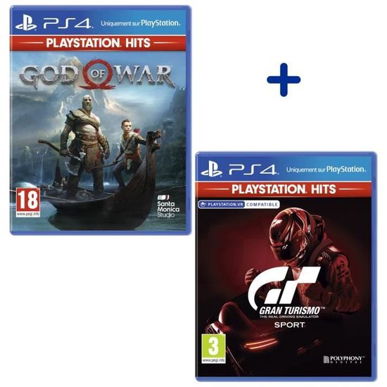 Pack 2 Jeux PS4 PlayStation Hits : GT Sport + God Of War