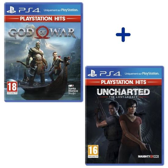 Pack 2 Jeux PS4 PlayStation Hits : Uncharted: The Lost Legacy + God Of War
