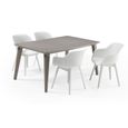 ALLIBERT JARDIN Table LIMA 160x100cm - Capuccinno + 2 lots de 2 fauteuils AKOLA Blanc - Résine-0