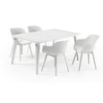 ALLIBERT JARDIN Table LIMA 160x100cm - Blanc + 4 fauteuils AKOLA Blanc - Résine-0