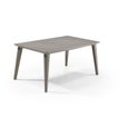 ALLIBERT JARDIN Table LIMA 160x100cm - Capuccinno + 2 lots de 2 fauteuils AKOLA Blanc - Résine-1