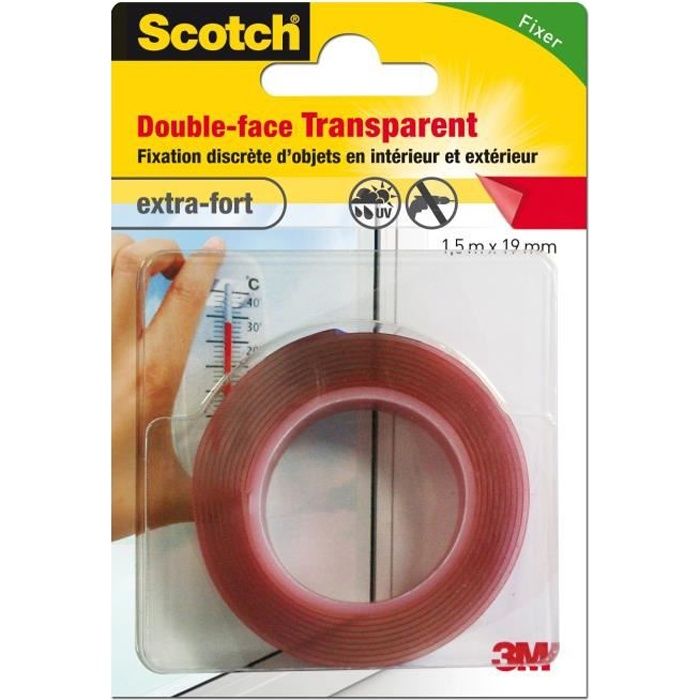 3M SCOTCH Doubleface 1,5 m x 19 mm Transparent Cdiscount Bricolage