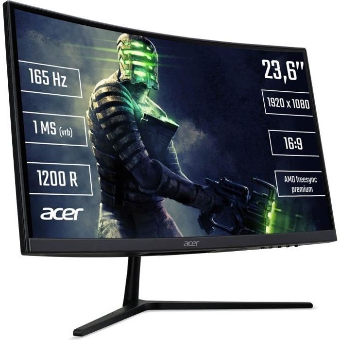 Ecran PC Gamer Incurvé - ACER - Nitro EI242QRPbiipx - 23,6 FHD - Dalle VA  - 1ms - 165Hz - 2xHDMI/DisplayPort - AMD FreeSync Premium - Cdiscount  Informatique