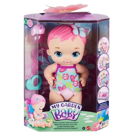 My Garden Baby Bebe Papillon Rose Boit Et Fait Pipi 30 Cm Couche Reutilisable Tenue Ailes Amovibles Poupon Des 2 Ans Cdiscount Jeux Jouets