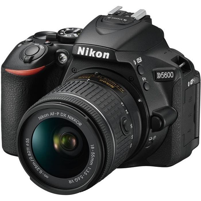 Appareil photo reflex NIKON D5600 + Objectif AF-P 18-55 VR - Capteur DX 242 MP - Plage de sensibilités étendue