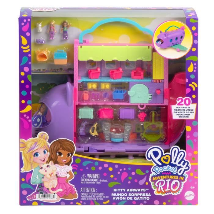 Polly Pocket Avion Chaton Transformable Coffret avec 2 mini figurines HWP19