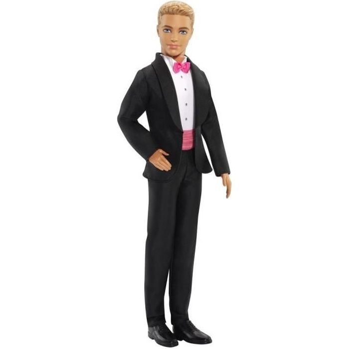 Poupée Ken Marié - MATTEL - Costume noir, chemise blanche et ceinture rose