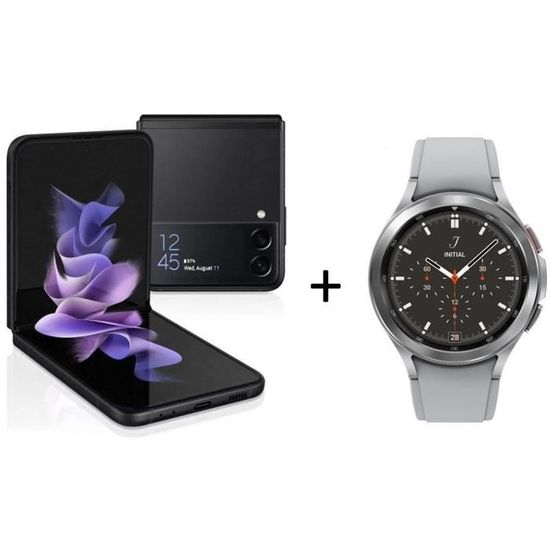 SAMSUNG Galaxy Z Flip3 128Go Noir + Galaxy Watch4 Classic 46mm Bluetooth Silver