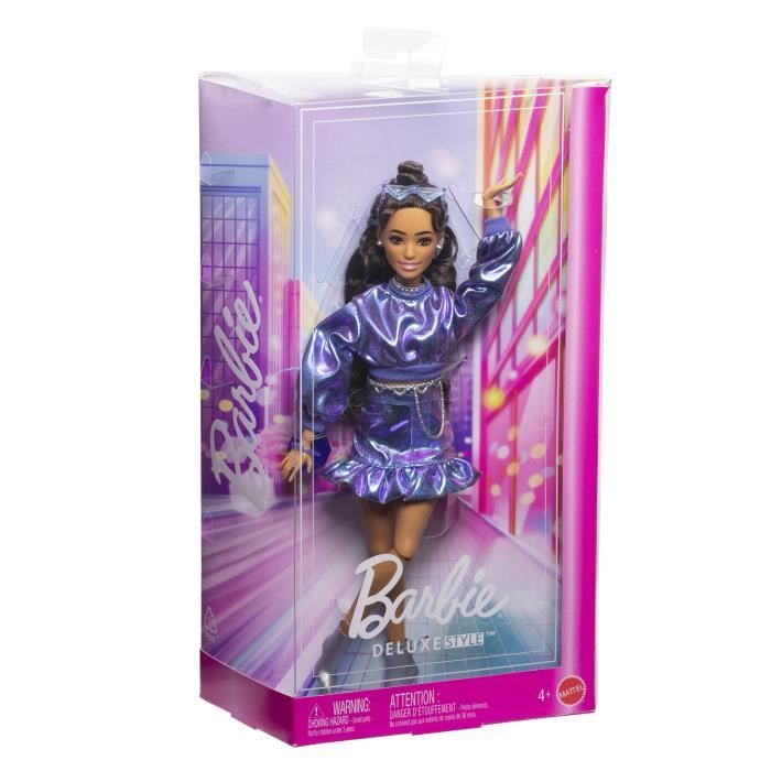 Jupe Pour Poupée Barbie Mode – Couleur Violet Et Noir, Marque Mattel, Neuve