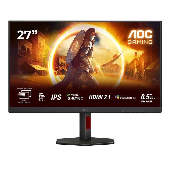 Ecran PC Gamer - Aoc - 27 - 4K 160Hz / Fhd 320Hz - Dalle Fast Ips - 0 5Ms - Ajustable En Hauteur - U27G4R
