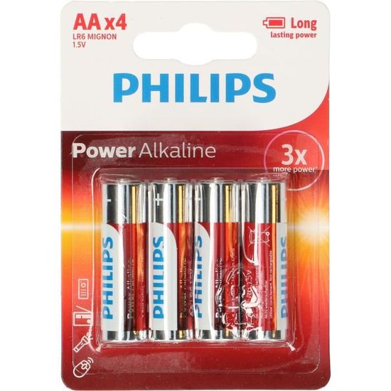 PHILIPS Piles LR6 / AA Powerlife Alcaline - 1,5 V - Pack de 4