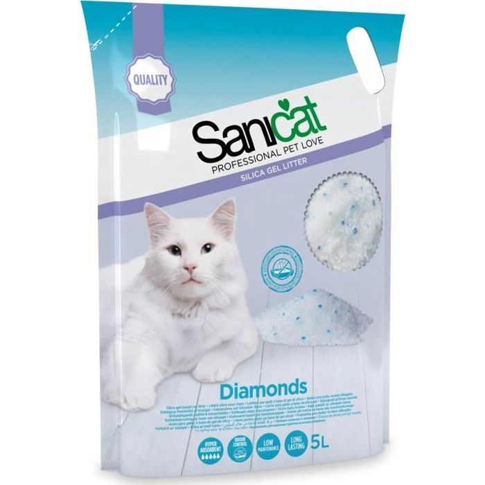 SANICAT Litière Diamonds Silice 5l - Pour chat
