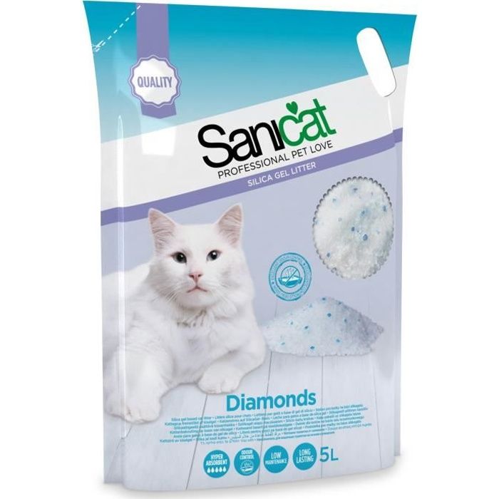 Sanicat Litiere Diamonds Silice 5l Pour Chat Achat Vente Litiere Silice Argile Litiere Pour Chat 5l Cdiscount