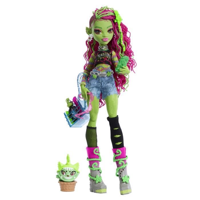 Monster High Venus McFlytrap Poupée avec chat Chewlian et accessoires tels qu’un sac à dos un carnet des encas et bien plus encore HRP81 - vue 8