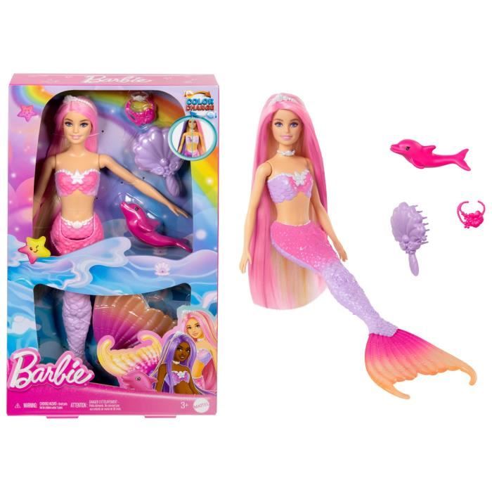 BARBIE Sirène Malibu - HRP97 change de couleur avec l'eau fraîche