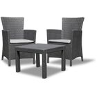 ALLIBERT BY KETER Keter Salon de jardin Rosario, 2 fauteuils et table, aspect rotin, résistant aux intempéries, graphite