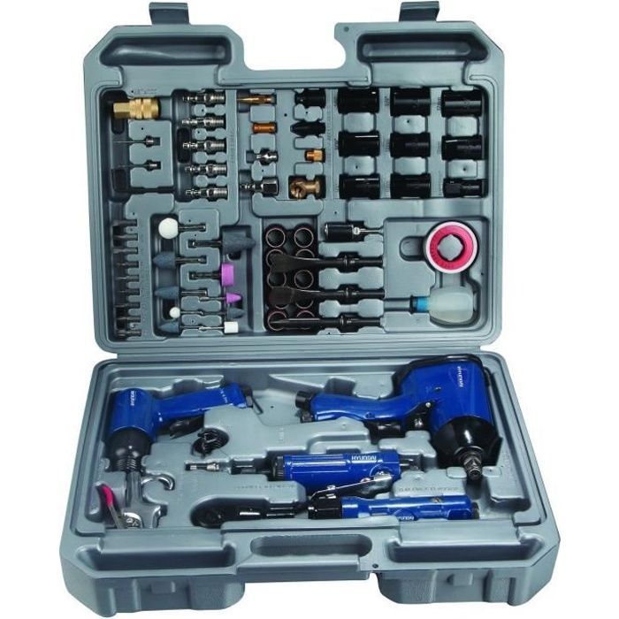 HYUNDAI - Kit outils pneumatiques 71 pièces pour compresseur - Clé à chocs, burineur, meuleuse, soufflette...