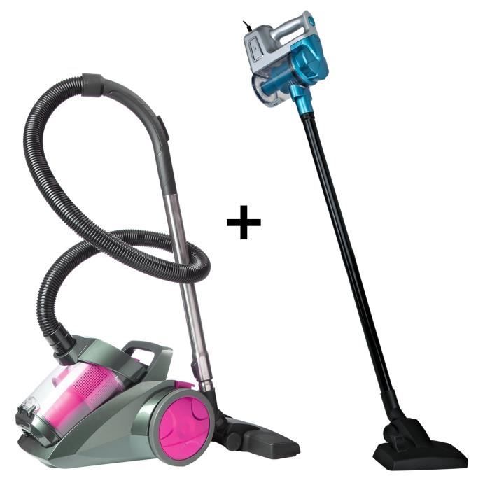 Pack CONTINENTAL EDISON - Aspirateur sans sac 1000W + Aspirateur à main et  balai 2 en 1 Bleu et Silver - Achat / Vente aspirateur traineau - Cdiscount