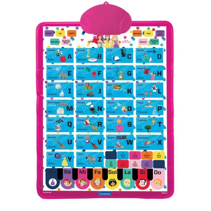 Un poster éducatif parlant bilingue FR/EN, pour apprendre l’alphabet, du vocabulaire et l’orthograph