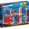 PLAYMOBIL - Pack Les Pompiers - 9462 Caserne de pompiers avec hélicoptère + 9464 Fourgon d'intervention-1