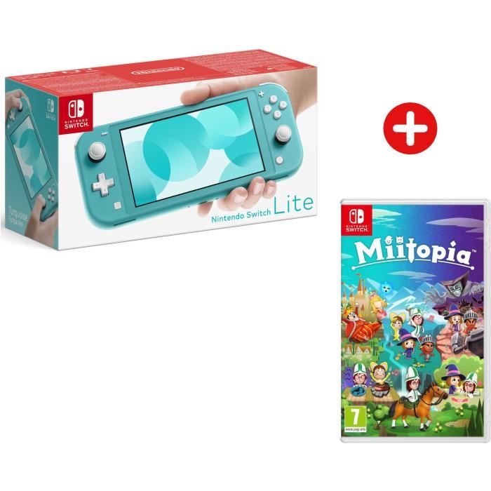 Pack Nintendo : Console Nintendo Switch Lite • Turquoise + Miitopia