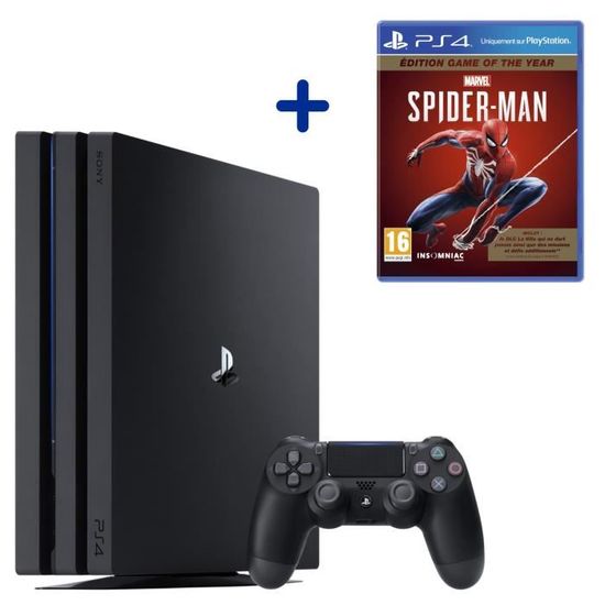Console PS4 Pro 1To Noire/Jet Black + Marvel's Spider-Man GOTY