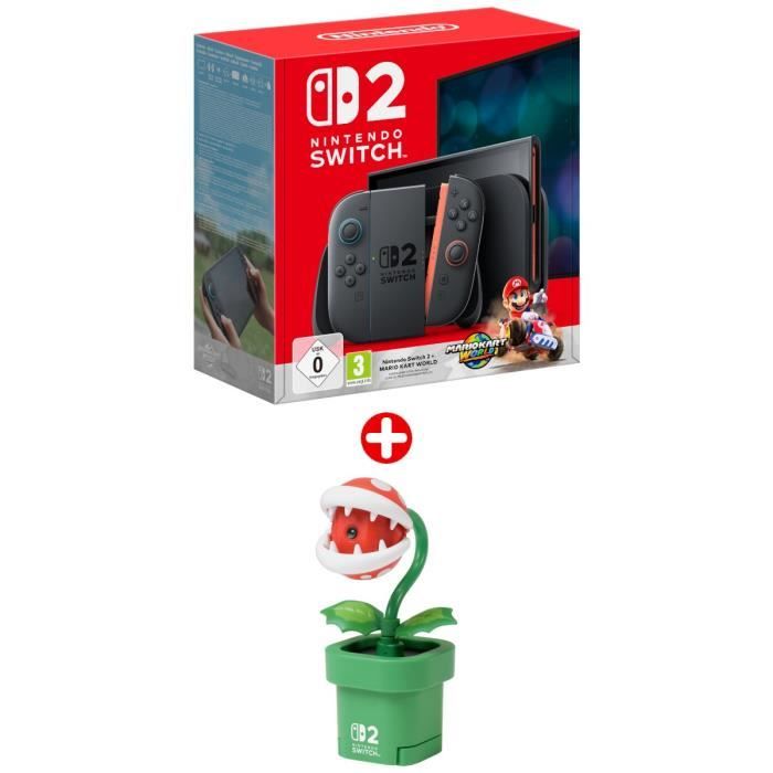 Pack Nintendo : Console Nintendo Switch 2 + Mario Kart World (Code) + Caméra Plante Piranha