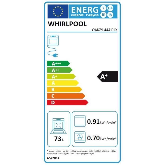 Whirlpool oakp9 481 c ix - four électrique encastrable - chaleur tournante  - 73 l - catalyse - a - inox - La Poste