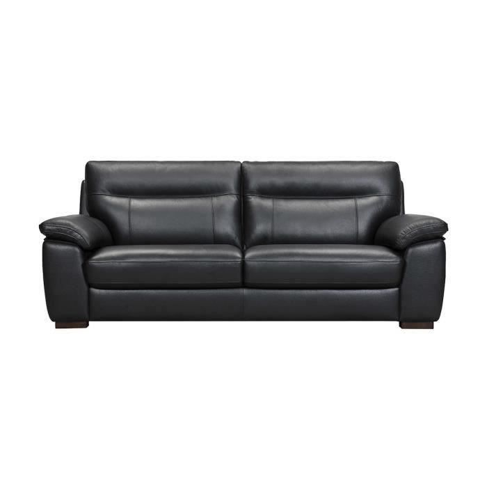 Charlotte Canape 3 Places Noir Cuir De Buffle L 204 X P 92 X H X 90 Cm Achat Vente Canape Sofa Divan Cdiscount