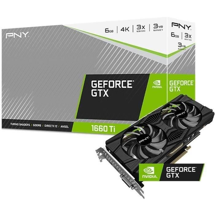 Carte Graphique PNY GTX 1660 Ti XLR8 Gaming Dual Fan 6 Go GDDR6 PCIe 3.0 HDMI DP VCG1660T6DFPPB