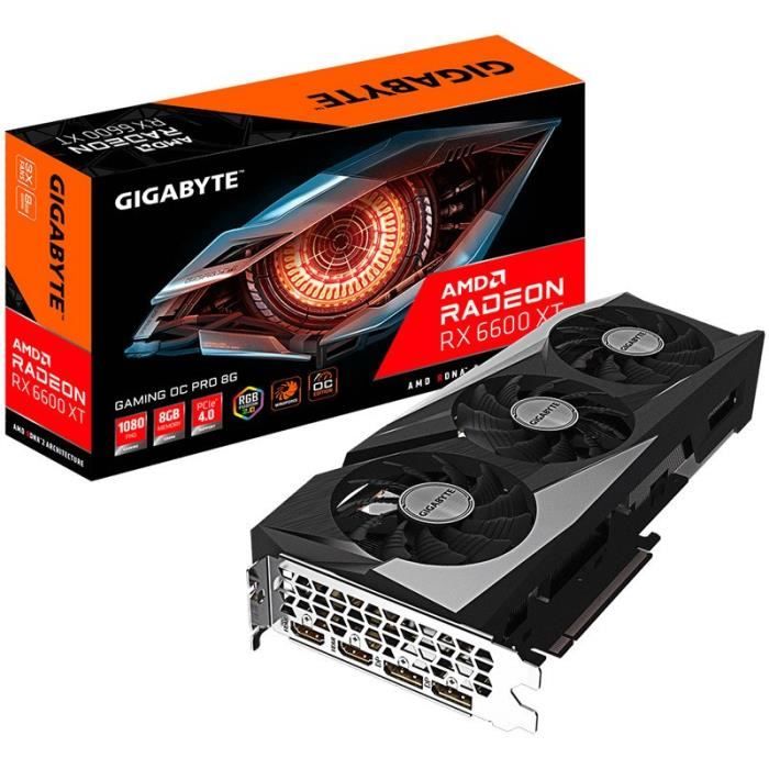 GIGABYTE Radeon - Carte Graphique RX 6600 XT Gaming OC - 8Go (GV-R66XTGAMINGOC PRO-8GD)