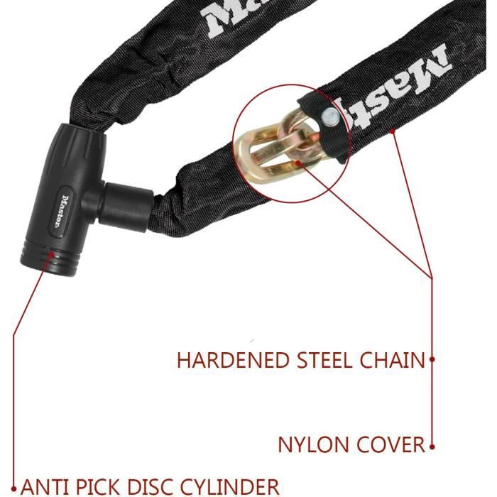 Chaîne Antivol Acier Inoxydable 80 Cm Avec Cadenas - Diamètre 6 Mm - Pour Vélo, Moto, Garage - Livrée Avec 3 Clés