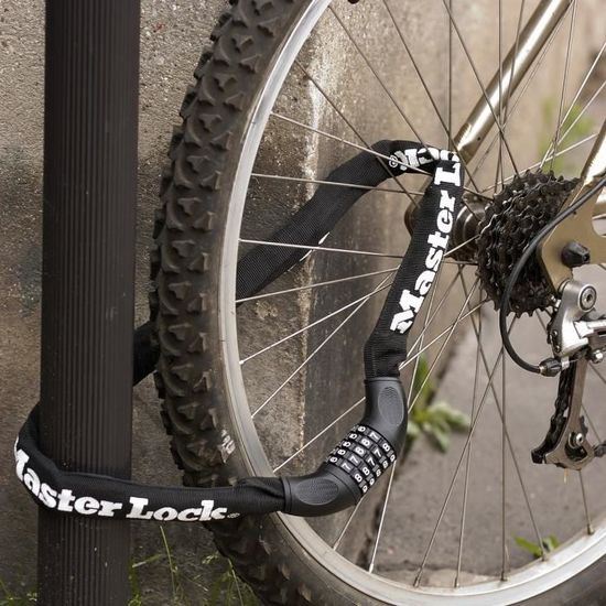 Antivol Vélo MASTER LOCK Chaîne 90cm Avec Code | Pour Vélos, VTT Et Électriques - Couleur Aléatoire