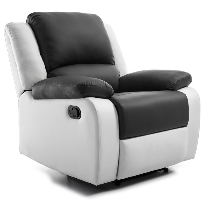 RELAXXO - Fauteuil de relaxation en simili LEO - Blanc/Gris