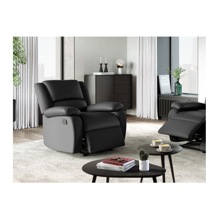 Eden solo - fauteuil de relaxation manuel - simili - noir 9121ENOIRPU1