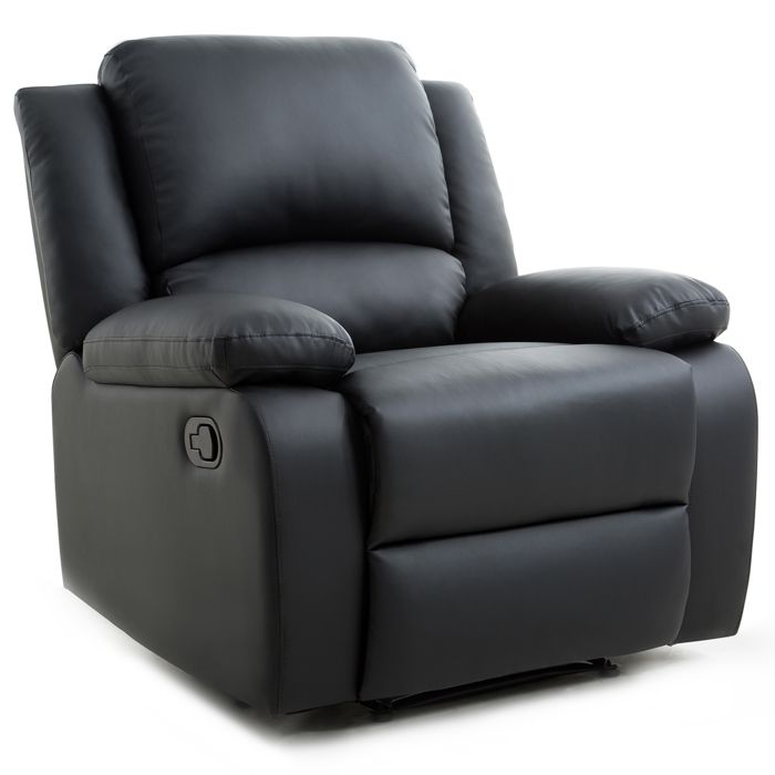 Relax Fauteuil Relaxation Simili Noir Style Contemporain L 86 X P 90 Cm Achat Vente Fauteuil Metal Et Bois Cdiscount