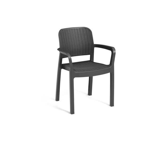 allibert by keter - bella - lot de 6 fauteuils de jardin - en résine aspect rotin tressé - gris graphite