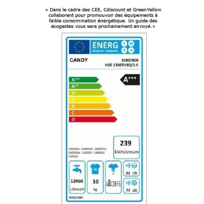  HGS 1310TH3Q/1-S - Lave linge frontal - 10kg1